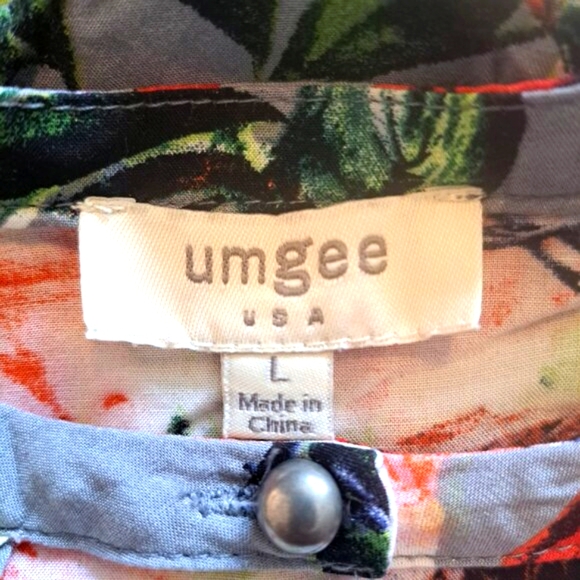 Umgee Gray Floral Lightweight Tunic V Neck Bell Sleeves Size Large - Picture 5 of 8